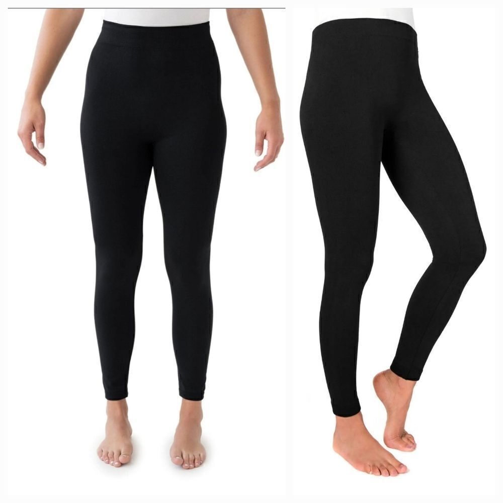 Muk Luks Black Fleece Lined Leggings L XL 2X 3X NWT